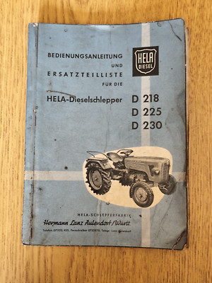 Hela D218 D225 D230 parts list manual tractor KL