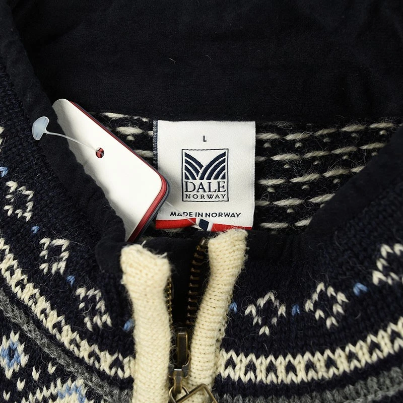 DALE OF NORWAY Mens Navy Cream VAIL 1/2 Zip Heavy Wool Sweater LARGE NWT - Image 3 of 3