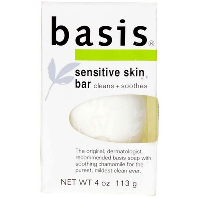 Basis Sensitive Skin Bar Soap, Unscented, 4 oz