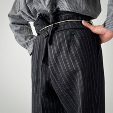 1930s Vintage European Morning Fishtail Suspender Buckle Back Striped Trousers