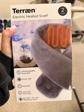 Terraen Electric Heated Scarf 2 Pack USB Rechargeable Power Bank Super Soft Gray