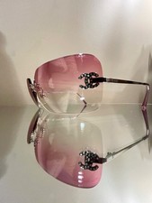 Rare Chanel 4017-D Pink Gradient Lenses Rimless Sunglasses with Crystal CC Logo