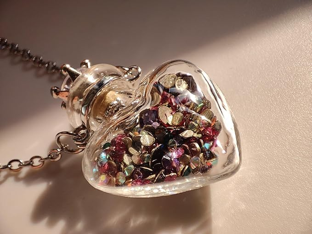 Vial Necklace Heart Shaped Perfume Bottle Pendant Blood Vial