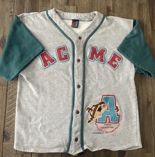 Vintage 90s 1994 Looney Tunes Baseball Jersey Shirt Sun Sportswear Taz Large 