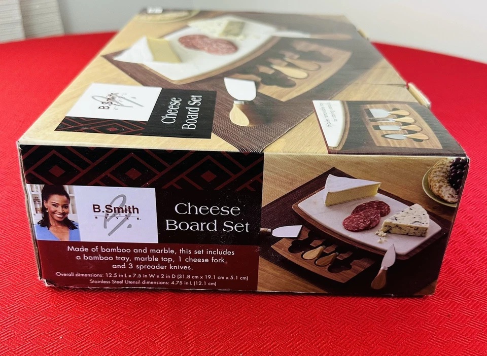 Charcuterie Board Set Bamboo & Marble Knife Set Cheese Board Serving Tray NEW ! - Image 2 of 4