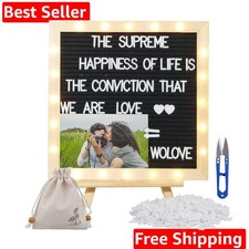 Black Felt Letter Board with Lights, Built-in LED Lights -Message Board Adjus...