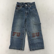 Vintage FUBU Carpenter Baggy Jeans Youth 6 Loose Denim Y2K Grunge Hip Hop