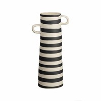 Asa Selection Rayu Vase Gestreift Blumenvase Dekovase Beige Schwarz H 28 Cm