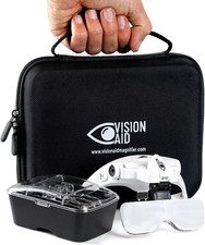 Vision Aid Magnifying Glasses with LED Light, 5 Lenses, Headband, Storage Case