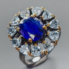Beautiful gemstone Blue Sapphire Ring 925 Sterling Silver Size 7 /R438065