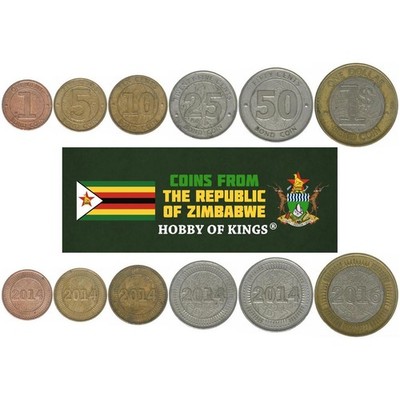 Zimbabwe | 6 Coin Set | 1 Cent 5 10 25 50 Cents 1 Dollar | 2014