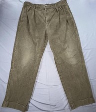 Chaps Ralph Lauren Dress Pants Mens 36x30 Green Corduroy Cuffed Relaxed