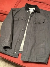 Old navy mens LARGE  chore barn jacket canvas dark Charcoal Gray