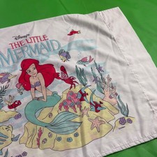 Vintage 90s Disney The Little Mermaid Standard Pillowcase Cartoon Ariel USA Made