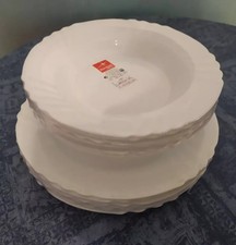 Servizio Piatti 12 Pezzi - Piano Fondo - Ebro Bormioli Vetro Opale Bianco