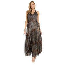 R&M Richards Women's Printed Metallic Maxi Dress Size 16W