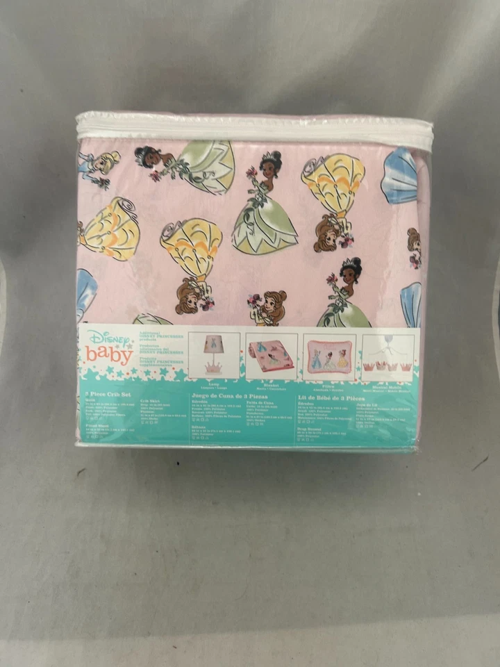 Juego de cama de 3 piezas para cuna de bebé princesas Disney - rosa Foto 3 de 3