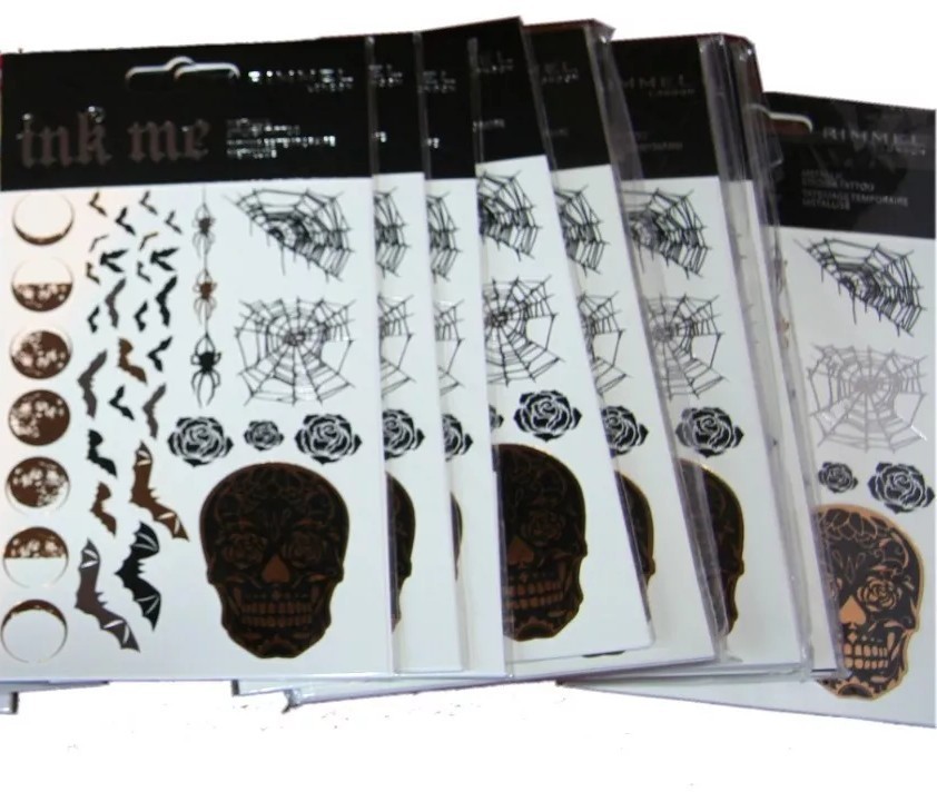 24 Packs of Rimmel Ink Me Halloween Tattoo | Skulls, Bats, Spiders Webs |
