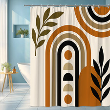 Boho Modern Shower Curtain with Abstract Design and Earthy Colors