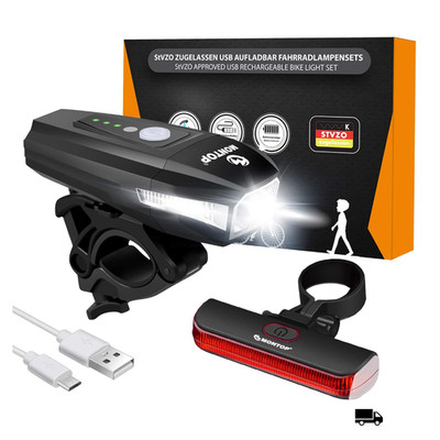 Fahrradlicht Set STVZO Zertifiziert USB Lade LED Front und Rücklicht