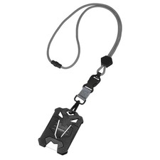 ID Cards Badge Holder Heavy Duty Breakaway Lanyard Bill Clip Design, Black/Gray