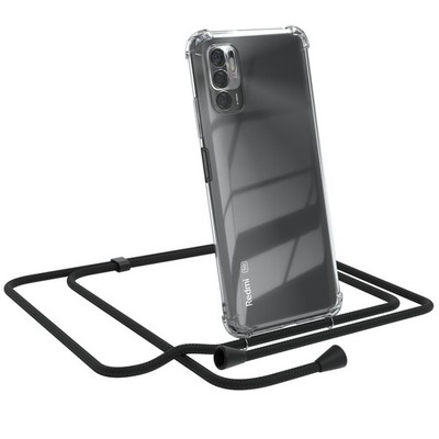 Für Xiaomi Redmi Note 10 5G Handyhülle zum Umhängen Kordel Tasche Kette Schwarz