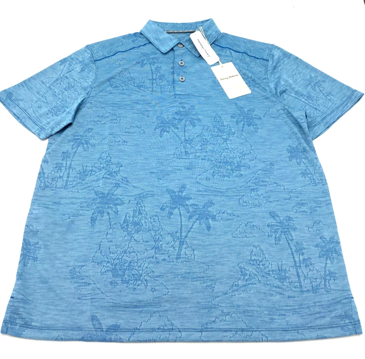 Tommy Bahama Mens Palm Coast Isles Polo in Vacation Blue Size 3XLT 14490₽