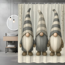 Cute Gnome Shower Curtain for Christmas Decor - Winter Holiday Theme