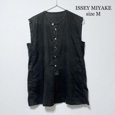 USED ISSEY MIYAKE SLEEVELESS LINEN SHIRT ACCEPTABLE