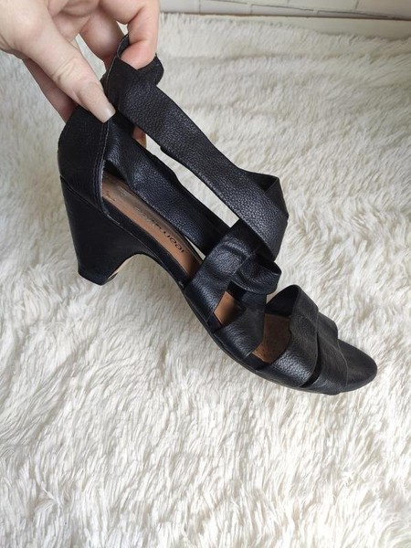 Women Clarks Heels Black Leather 37.5 #7B0P