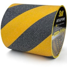 Black/Yellow Anti Slip Tape, 6" x 33 FT, Heavy-Duty Grip Tape for Stairs Outd...