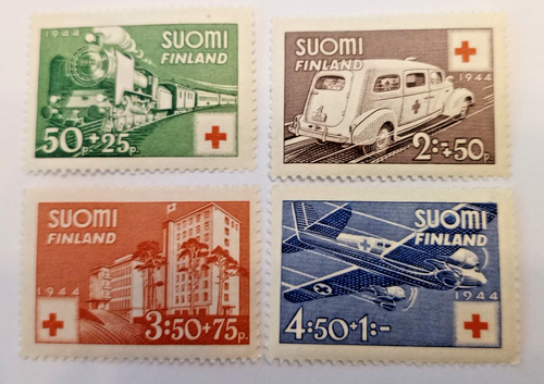 Finlandia * Cruz Roja * 1944 * -4 diferentes * como nuevo * - Imagen 1 de 2