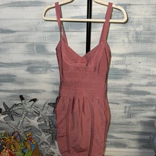 House of CB Style Mauve Pink Bandage Dress Bodycon Back Zip XS Stretch