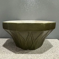 Vtg Haeger Pottery 8 Sided Olive Color Planter Pot Bowl MCM #834 Made USA