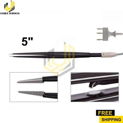 Tebbetts Hand-Activated Monopolar Insulated Forceps 5  Serrated Jaws w/ Cord