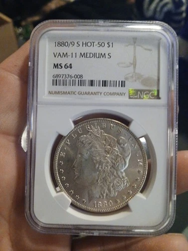 1880/9 S Morgan Silver Dollar, NGC MS 64,  Hot-50, VAM-11 Medium S