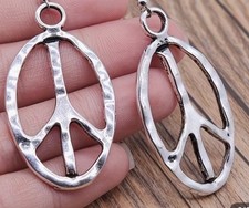 Silvertone Peace Sign New Fashion Jewelry Dangle Hook Earrings Gift Drop