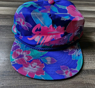 VINTAGE 80S NISSIN ROPE HAT ST THOMAS USVI TROPICAL FLORAL BRIGHT COLORS OSFA