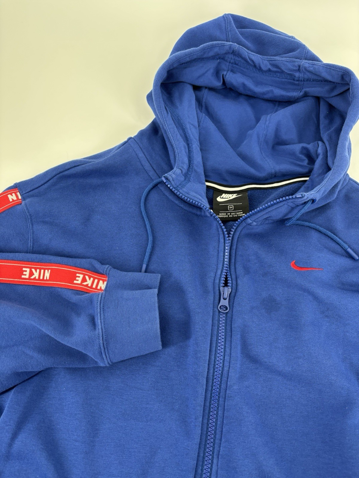 Nike Men's 3XL Full Zip Hoodie Blue Red Tape Logo Repeat Pack Sportswear Hooded
