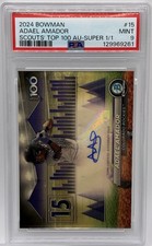 Marketplace image: 2024 Bowman Chrome Top 100 1/1 Superfractor Adael Amador Auto Autograph PSA 9