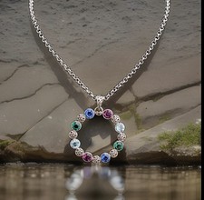 Brighton Long Necklace Elora Gems Circle Necklace Silver Green Purple Blue NWT