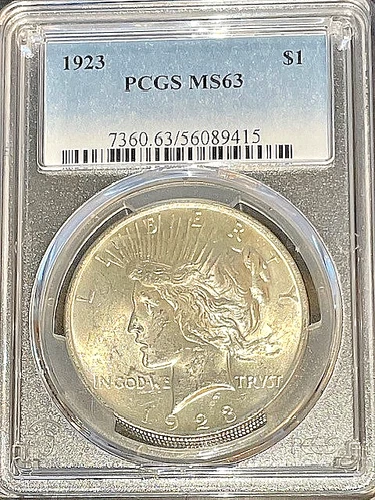 1923-P (Philadelphia) Peace Silver $1 Dollar - Nice Coin - #D227 - PCGS MS63