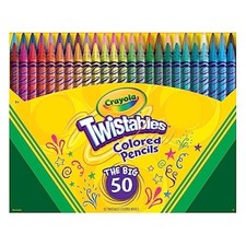 50 Count Twistable Colored Pencils Set No Sharpen Needed for Kids Coloring NEW