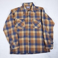 Vtg 50s 60s Pendleton Loop Collar PURE WOOL Board Shirt Plaid Flannel USA Mens M