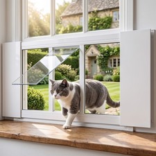 SUNYRISY Premium Adjustable 22-46"Window Cat Door,Weatherproof Easy 5-Min Setup