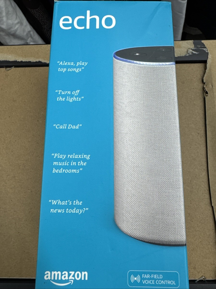 Amazon Echo (2nd Generation) Smart Speaker with Alexa Heather Gray Fabric  NIB