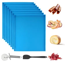 8PCS Silicone Dehydrator Trays with Edge Fruit Leather Trays 12 x 10 Inch Non...