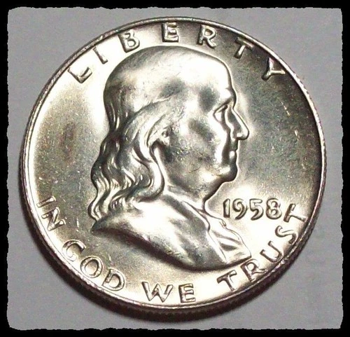 1958-D FRANKLIN HALF DOLLAR BLAST WHITE Lustrous VERY Choice BU  #2D50