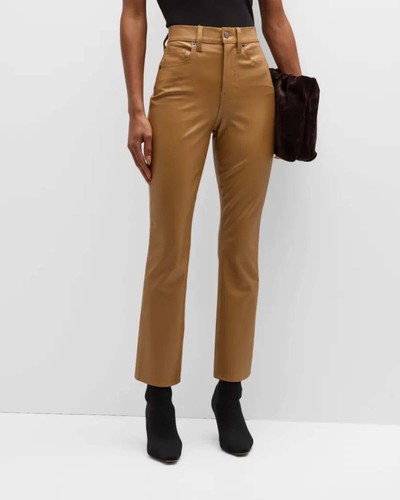 NEU! 298 $ Veronica Beard Carly Kick-Flare-Hose aus veganem Leder cognacfarben Größe 26