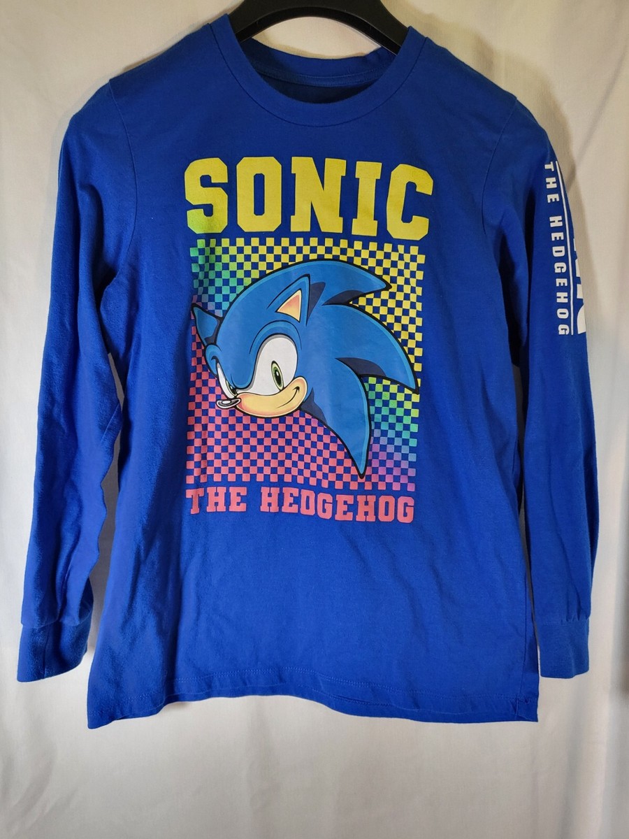 Sonic the Hedgehog t-shirt Sega XL Youth Blue Long Sleeve Crew | eBay